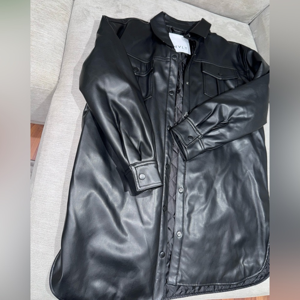 NVLT Black Faux Leather Shacket- Women’s Large